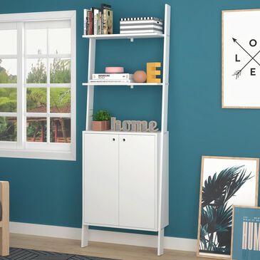 Dayton Cooper Ladder Display Cabinet with 2 Floating Shelves in White, , large