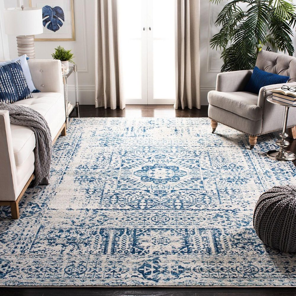Safavieh Evoke EVK260C 10&#39; x 14&#39; Ivory and Blue Area Rug, , large