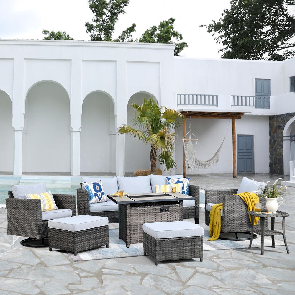 HOMLUX 7-Piece Outdoor Patio Set in Gray, , large