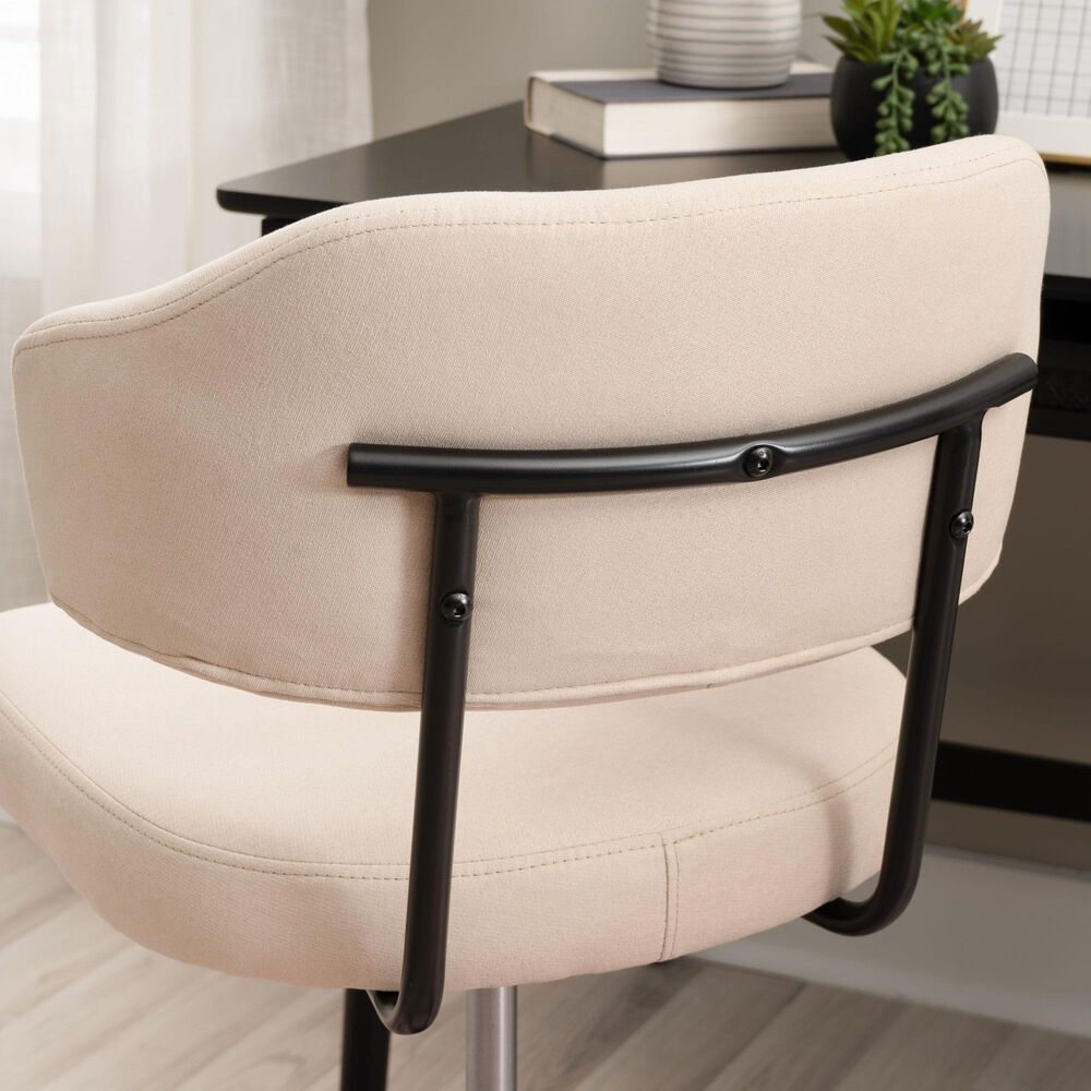 Linon Home Decor Tristan Swivel Office Chair with Beige Cushion in Black, , large