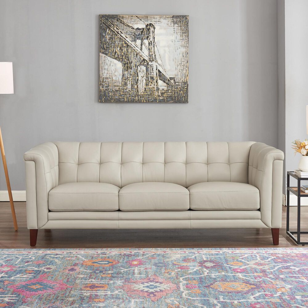 Hydeline Arvo Stationary Leather Sofa in Vanilla, , large