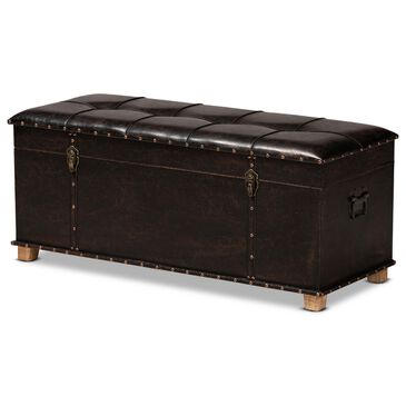 Baxton Studio Janna Storage Ottoman in Dark Brown and Oak Brown, , large