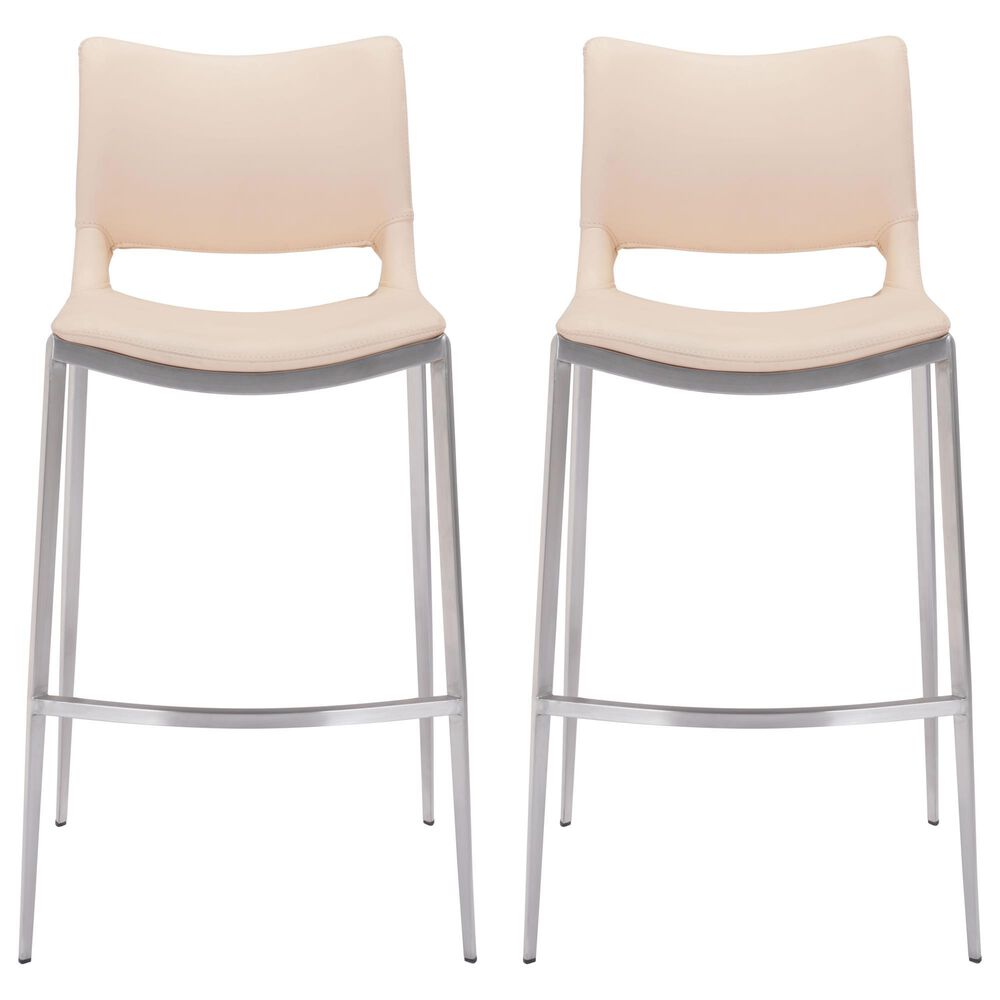Zuo Modern Ace Bar Stool in Light Pink and Silver &#40;Set of 2&#41;, , large