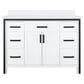 Lexora Home Ziva 48" Single Bathroom Vanity in White with 2 cm White Cultured Marble Top and Rectangular Sink, , large
