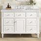 James Martin Vanities Lorelai 48" Single Vanity in Bright White with 3 cm Carrara White Marble Top, , large