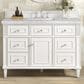 James Martin Vanities Lorelai 48" Single Vanity in Bright White with 3 cm Carrara White Marble Top, , large