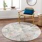 Surya Dresden Taupe, Off-White, Dusty Sage, Deep Teal, Light Gray, Mustard and Ink Blue 7"10" Round Area Rug, , large