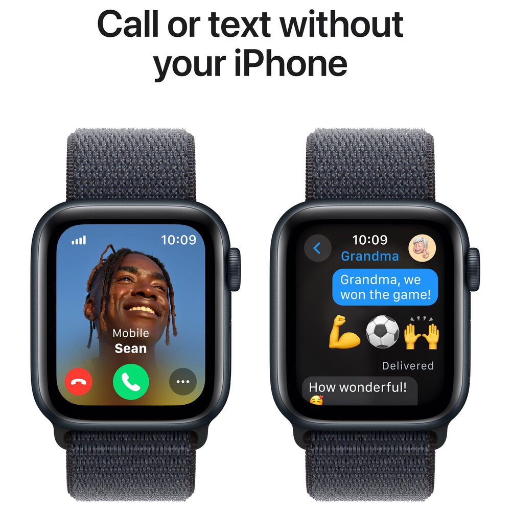 Apple Watch SE GPS + Cellular 40mm Midnight Aluminum Case with Ink Sport Loop, , large