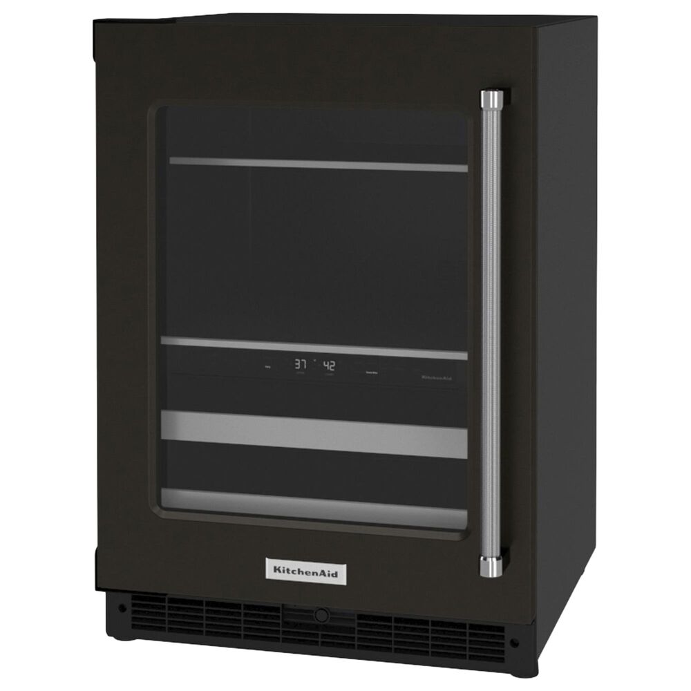KitchenAid 24&quot; Beverage Center with Left Hinge and Metal-Front Racks in Black Stainless Steel, , large