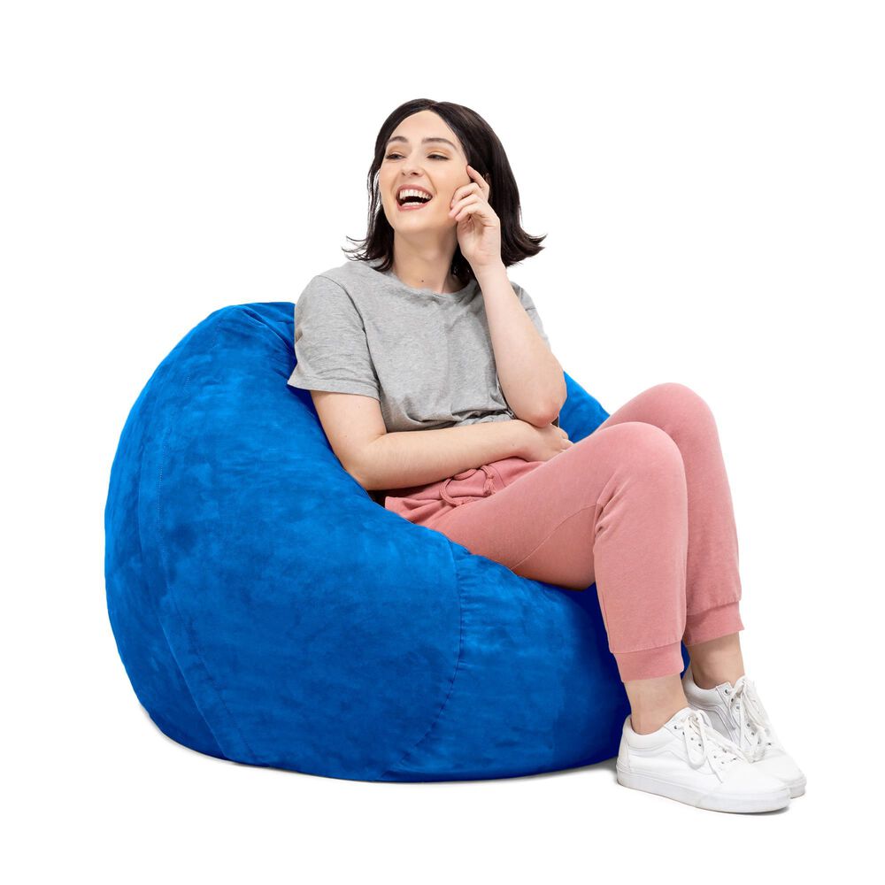 Jaxx 3&#39; Round Bean Bag with Removable Cover in Blueberry, , large