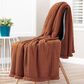 50" x 65" Cable Knit Throw Blanket in Cashew, , large