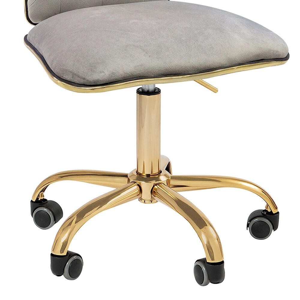 Impressions Vanity Elise Tufted Vanity Chair with Cool Grey Cushion in Gold, , large
