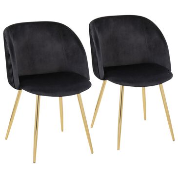 Lumisource Fran Side Chair with Black Cushion in Gold (Set of 2), , large