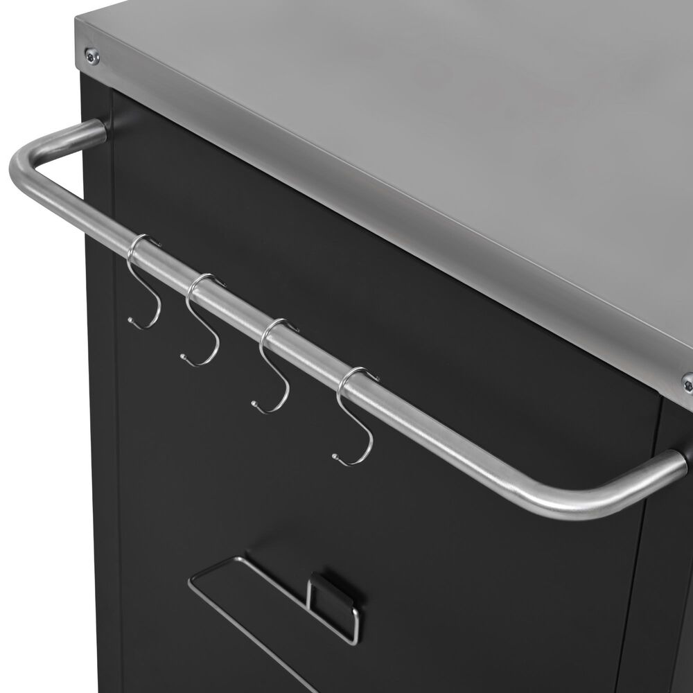 HOMLUX 72.4" Outdoor Kitchen Island with Large Fold-out Prep Table and Adjustable Shelves for Big Green Egg in Black, , large