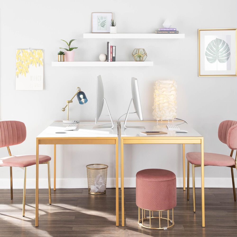 Lumisource Fuji Dining Table in White/Gold, , large