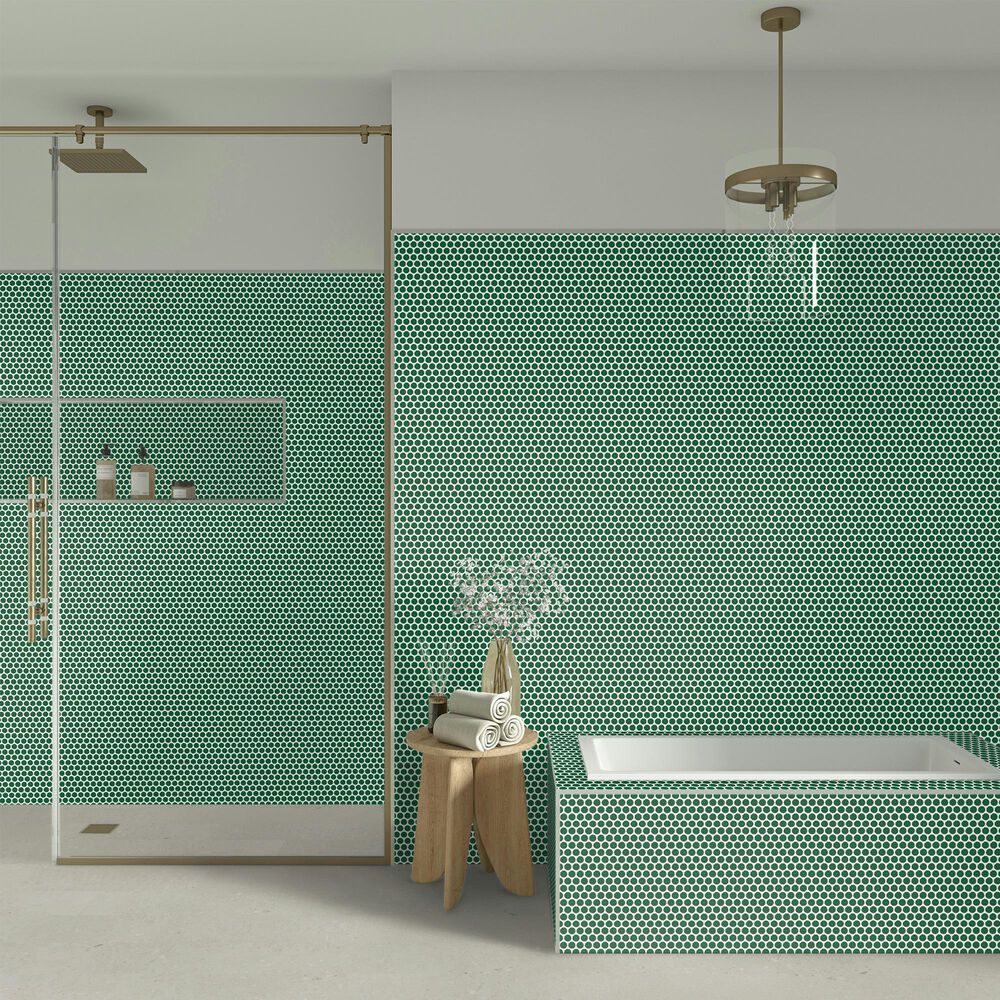 Dal-Tile Color Wheel Emerald 13&#39;&#39; X 11&#39;&#39; Ceramic Mosaic Sheet, , large