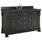 James Martin Vanities Brookfield 60" Single Bathroom Vanity in Black Onyx with 3 cm Charcoal Soapstone Quartz Top and Rectangular Sink, , large