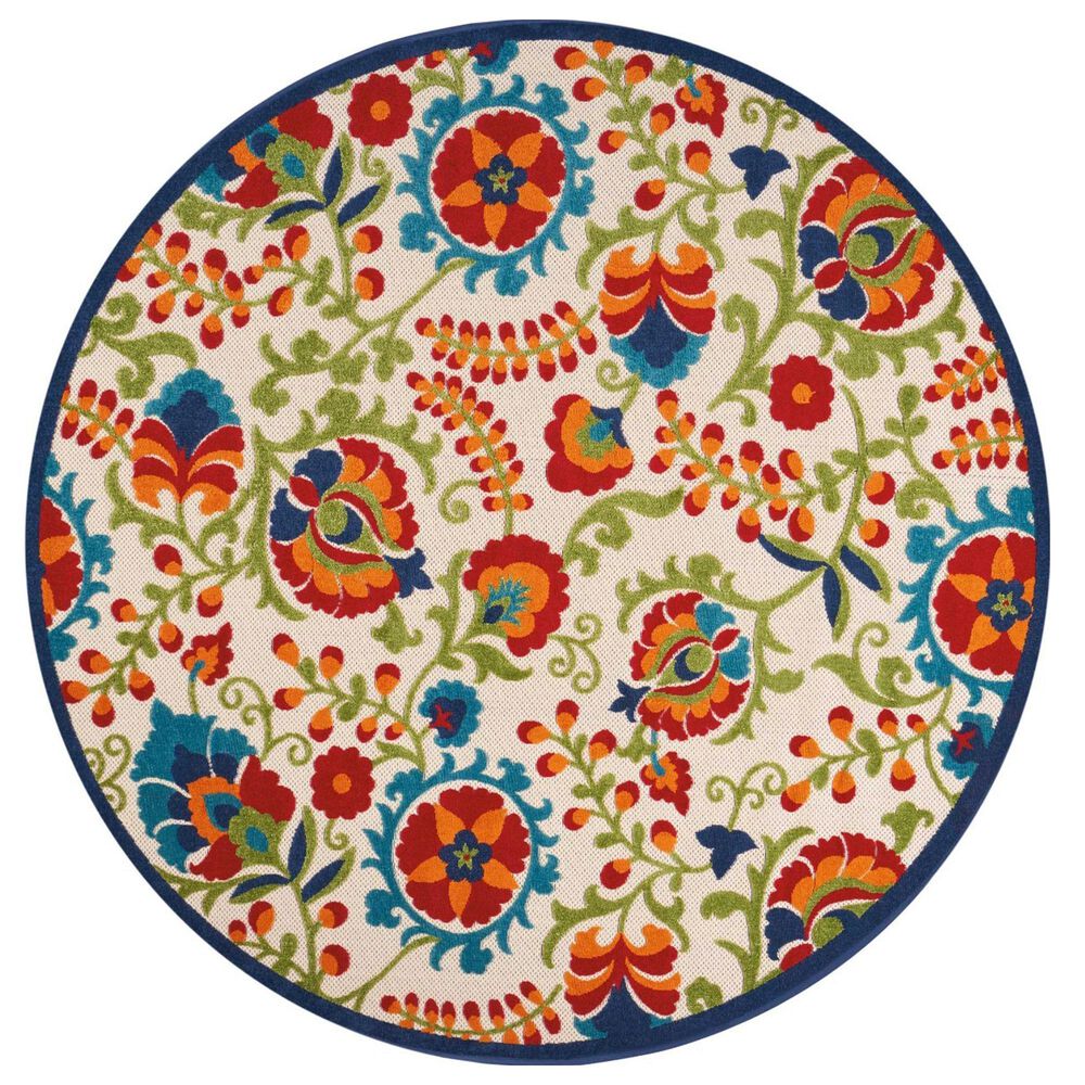 Nourison Aloha ALH17 7"10" Round Multicolor Indoor/Outdoor Area Rug, , large