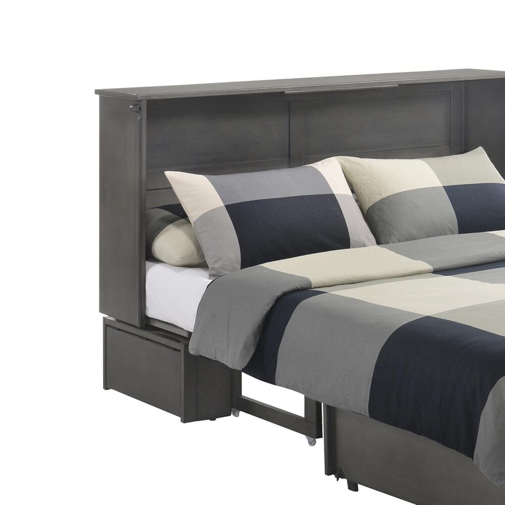 New Day Furniture Sagebrush Murphy Cabinet Bed with Mattress in Stonewash Gray, , large