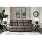 Ashley First Base Manual Reclining Sofa in Gunmetal, , large