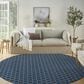 Nourison Twist Reversible 8" Round Blue Indoor/Outdoor Area Rug, , large