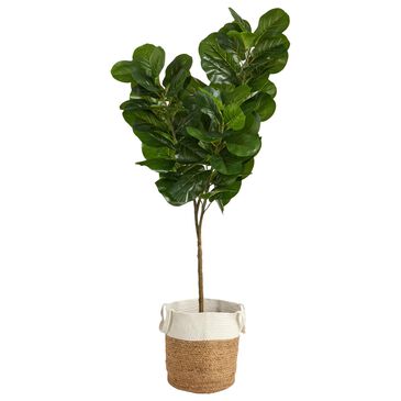 Nearly Natural Inc 6" Fiddle Leaf Fig Tree with Handmade Natural Jute in Green, , large