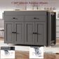 HOMLUX 75" Kitchen Island with Extendable Dining Table in Grey, , large