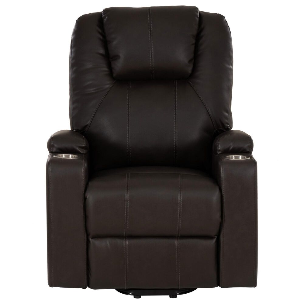 Linon Home Decor Peoria Power Lift Recliner in Chocolate, , large