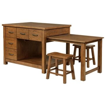 Pacific Landing Mayfair 3-Piece Kitchen Island with Extension Table in Dark Oak, , large