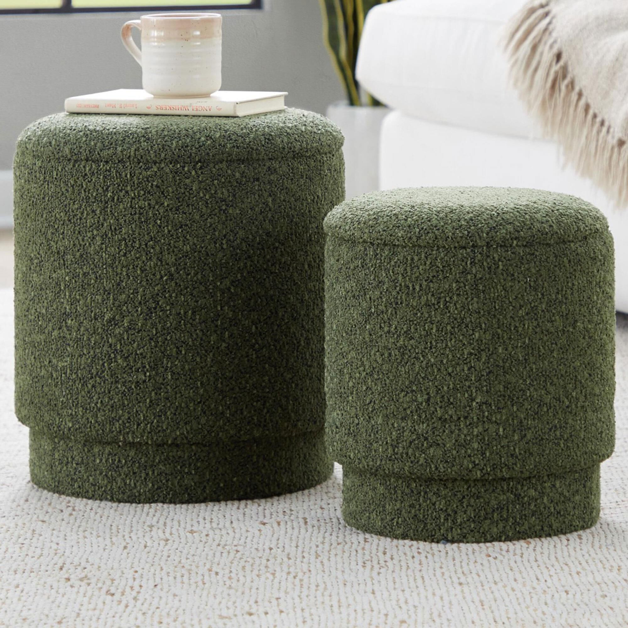 LUMIFY 2個セット Lumisource Marla 2-Piece Upholstered Ottoman Set in Dark Green