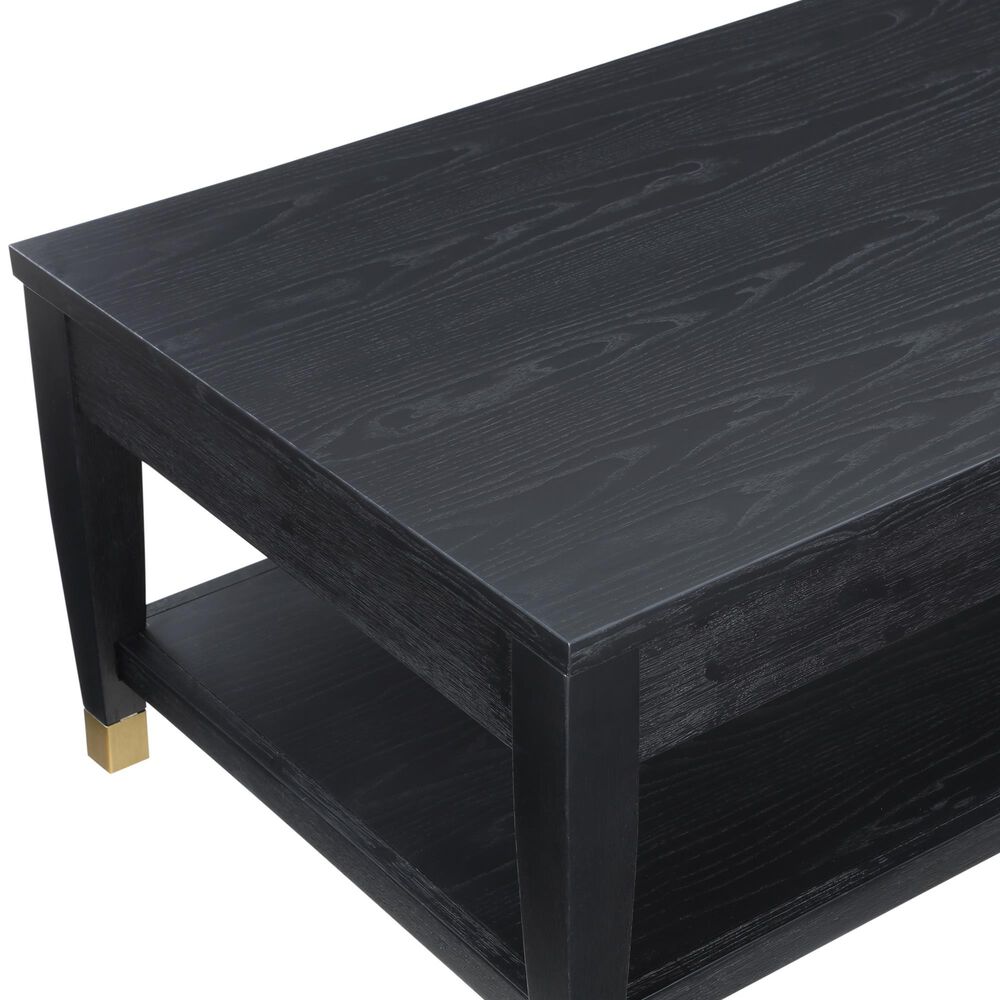 Steve Silver Furniture Yves Lift-Top Cocktail Table in Rubbed Charcoal and Brushed Brass, , large