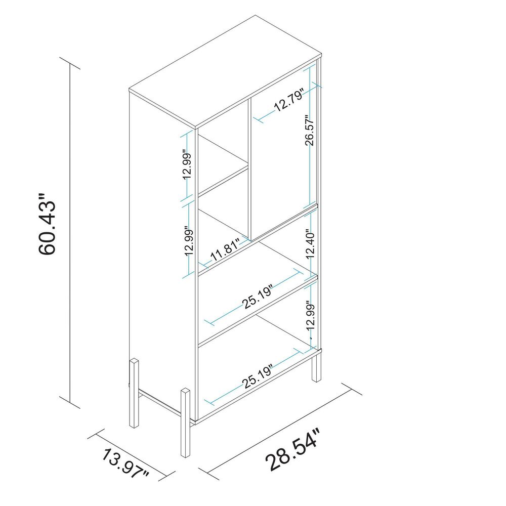 Dayton Bowery 5-Shelf Bookcase in White/Oak, , large