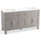 Kohler Quo 60" Double Bathroom Vanity in White with 3 cm Pure White Quartz Top and Oval Sinks, , large
