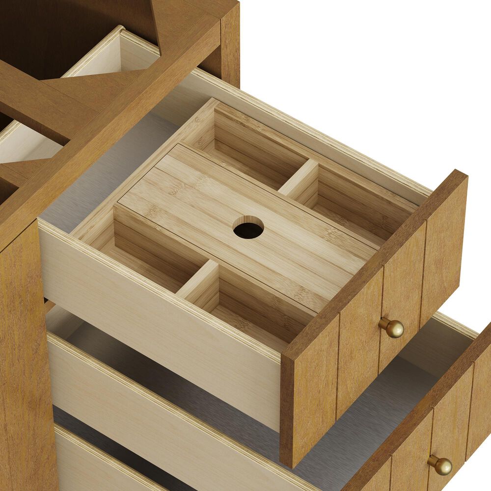 James Martin Hudson 48" Single Bathroom Vanity in Honey Oak with 3 cm Parisien Bleu Silestone Top, Rectangular Sink and FreePower Wireless Charger, , large