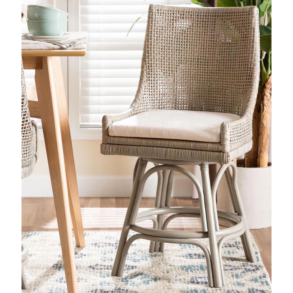 Baxton Studio Bella Swivel Counter Stool in French Grey, , large
