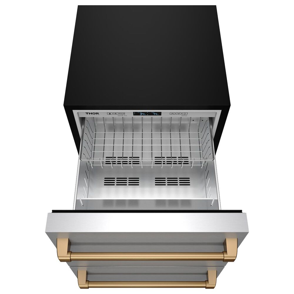 Thor Kitchen Gordon Ramsay 5.4 Cu. Ft. Undercounter Drawer Freezer with Bronze Handle Kit in Stainless Steel, , large