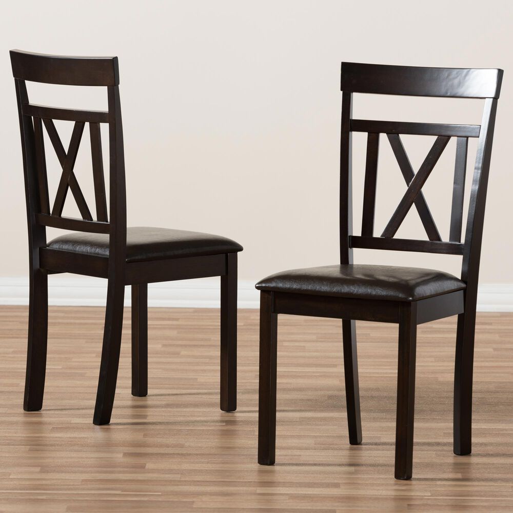 Baxton Studio Rosie Side Chair in Dark Brown (Set of 2), , large