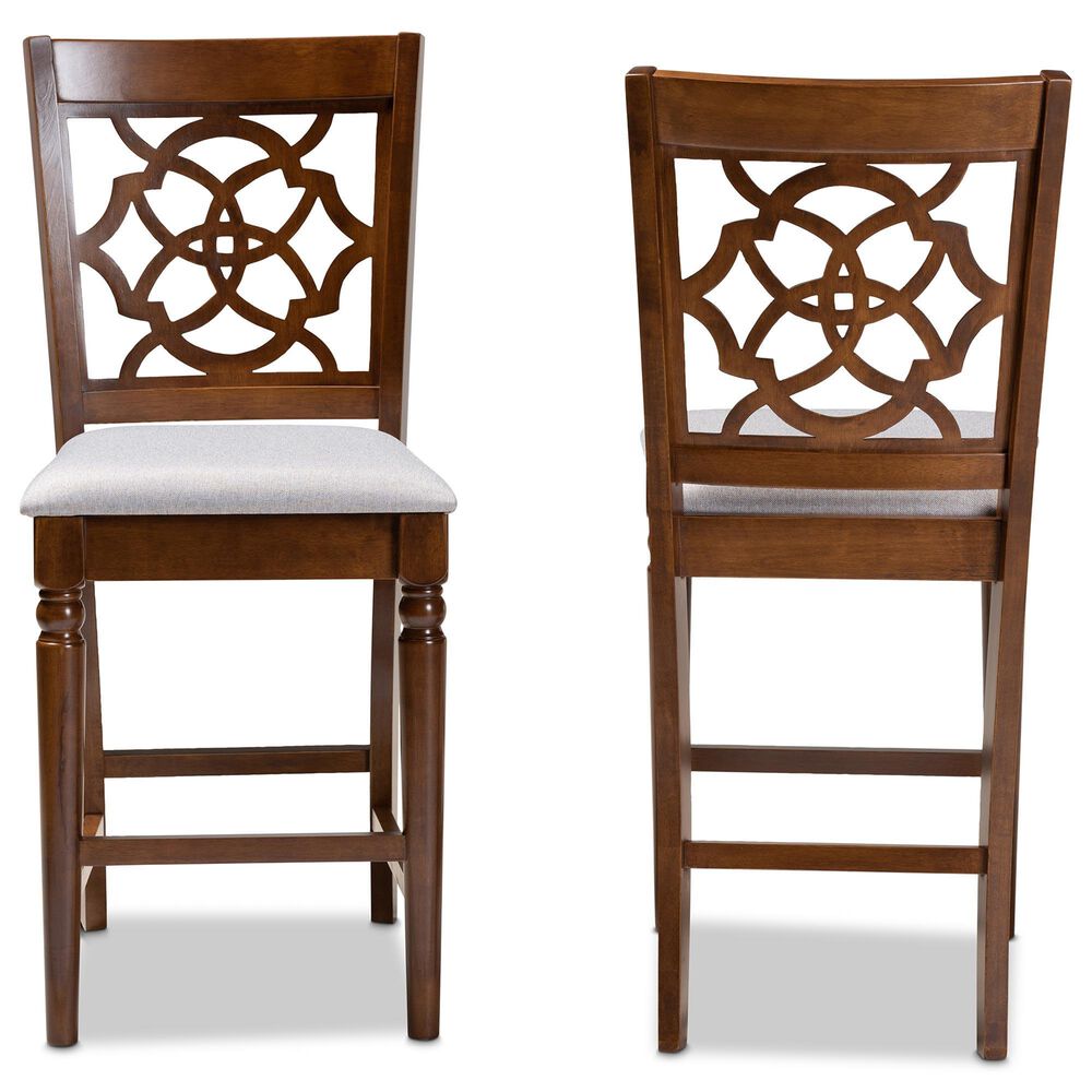 Baxton Studio Oscar Counter Pub Chair in Walnut Brown (Set of 2), , large
