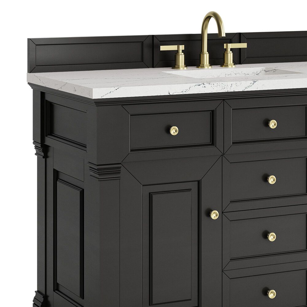 James Martin Vanities Brookfield 48&quot; Single Bathroom Vanity in Black Onyx with 3 cm Ethereal Noctis Quartz Top and Rectangular Sink, , large