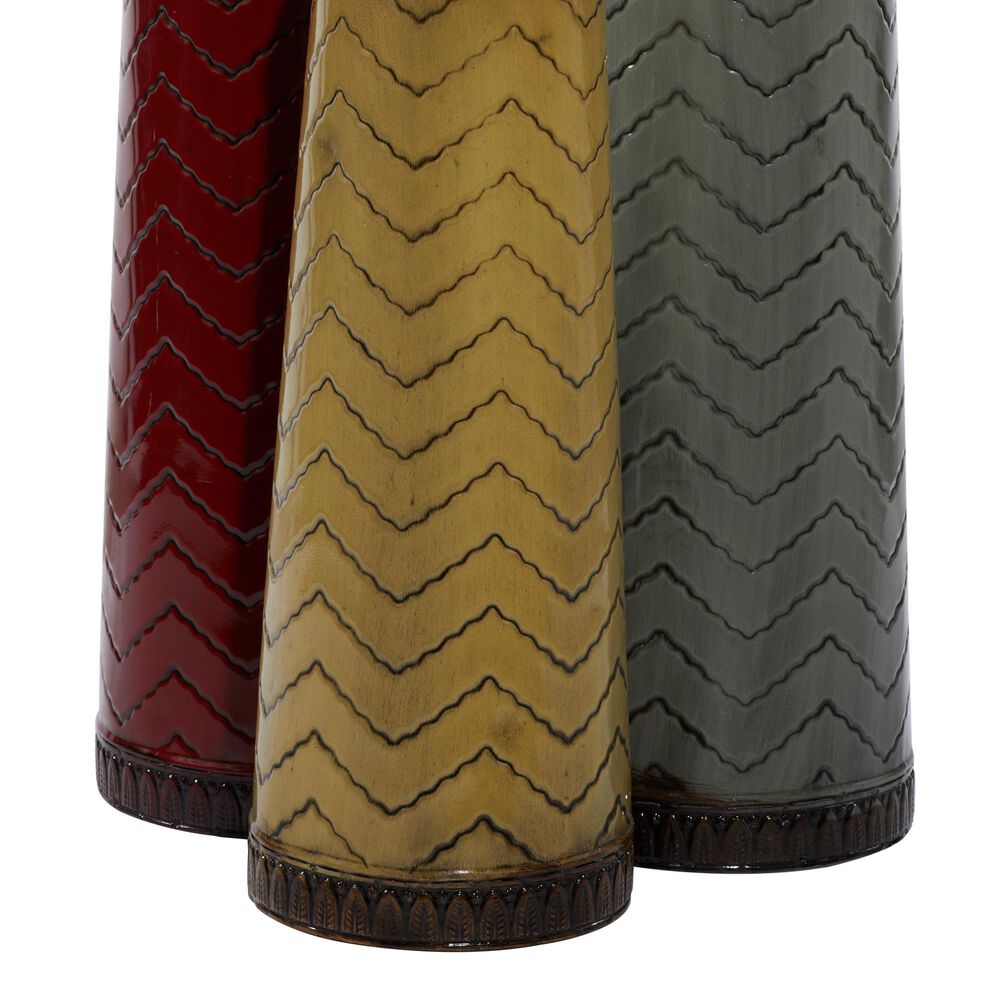 Maple and Jade Chevron Vase in Red, Grey and Yellow &#40;Set of 3&#41;, , large