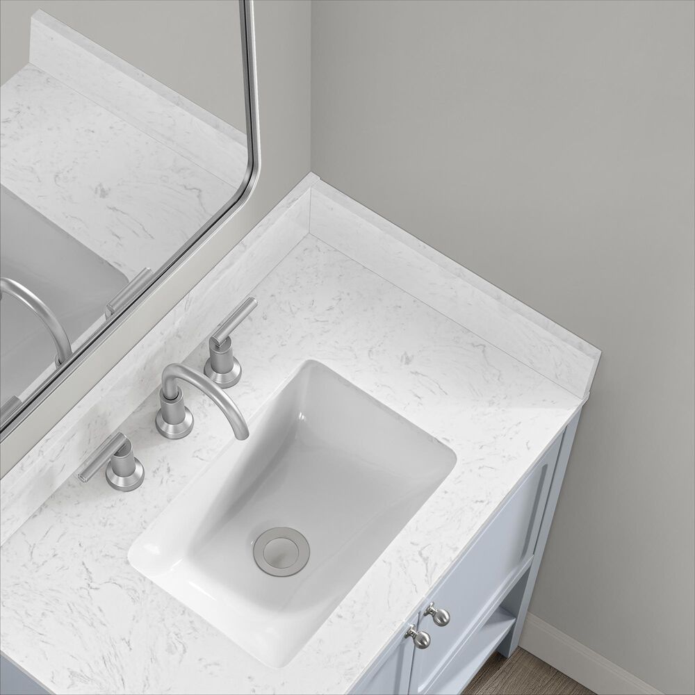 37B Ravello 30" Single Bathroom Vanity Cabinet in Soft Blue with Marble Top and Backsplash, , large