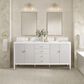 James Martin Vanities Myrrin 72" Vanity in Bright White with Single Hole 3 cm White Zeus Quartz Top & Backsplash, , large