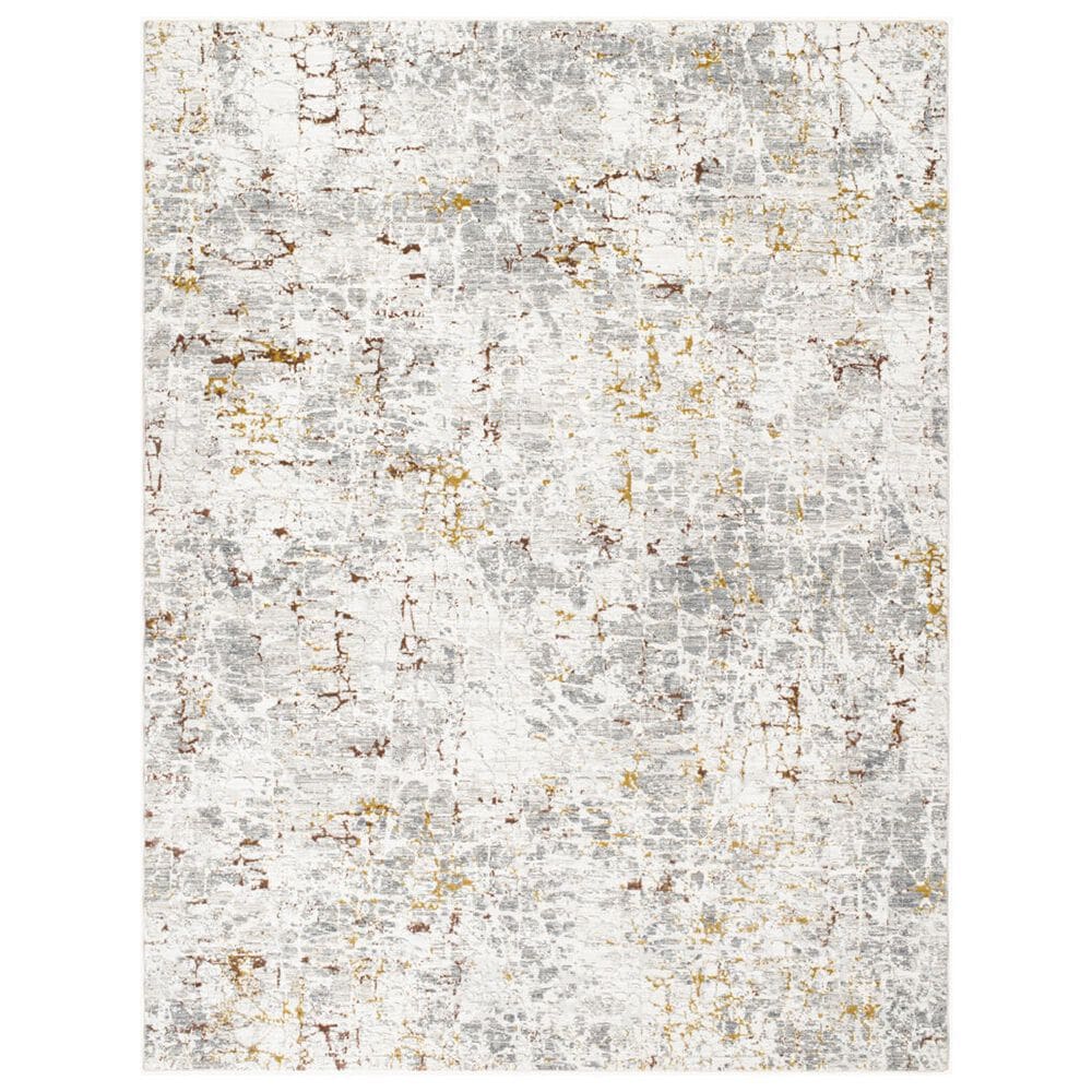 Surya Dresden White, Gray, Medium Gray, Light Slate, Mustard and Rust 2"7" x 7"3" Runner, , large