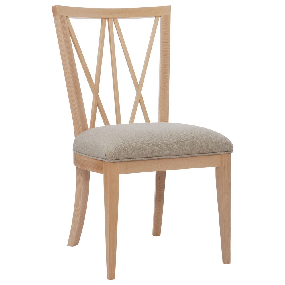 Linon Home Decor Bailey Side Chair with Beige Fabric Cushion Seat in Natural, , large