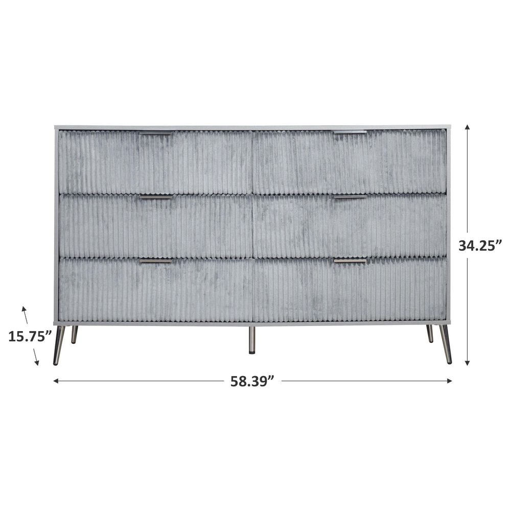 New Heritage Design Kailani 6-Drawer Dresser Only in Gray, , large