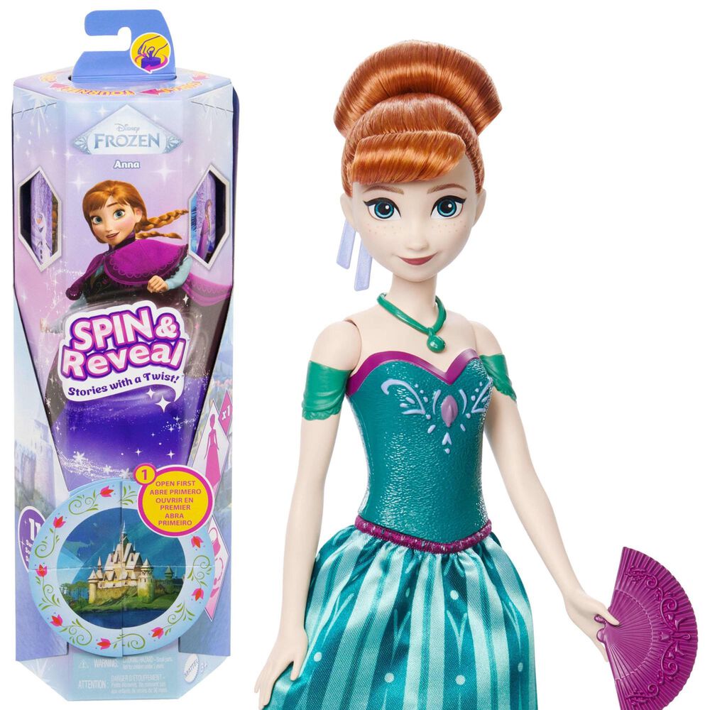 Mattel Frozen Spin and Reveal Anna Fashion Doll with Accessories in Multicolor, , large