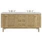 James Martin Vanities Laurent 72" Double Bathroom Vanity in Light Natural Oak with 3 cm Eternal Jasmine Pearl Quartz Top and Rectangular Sinks, , large