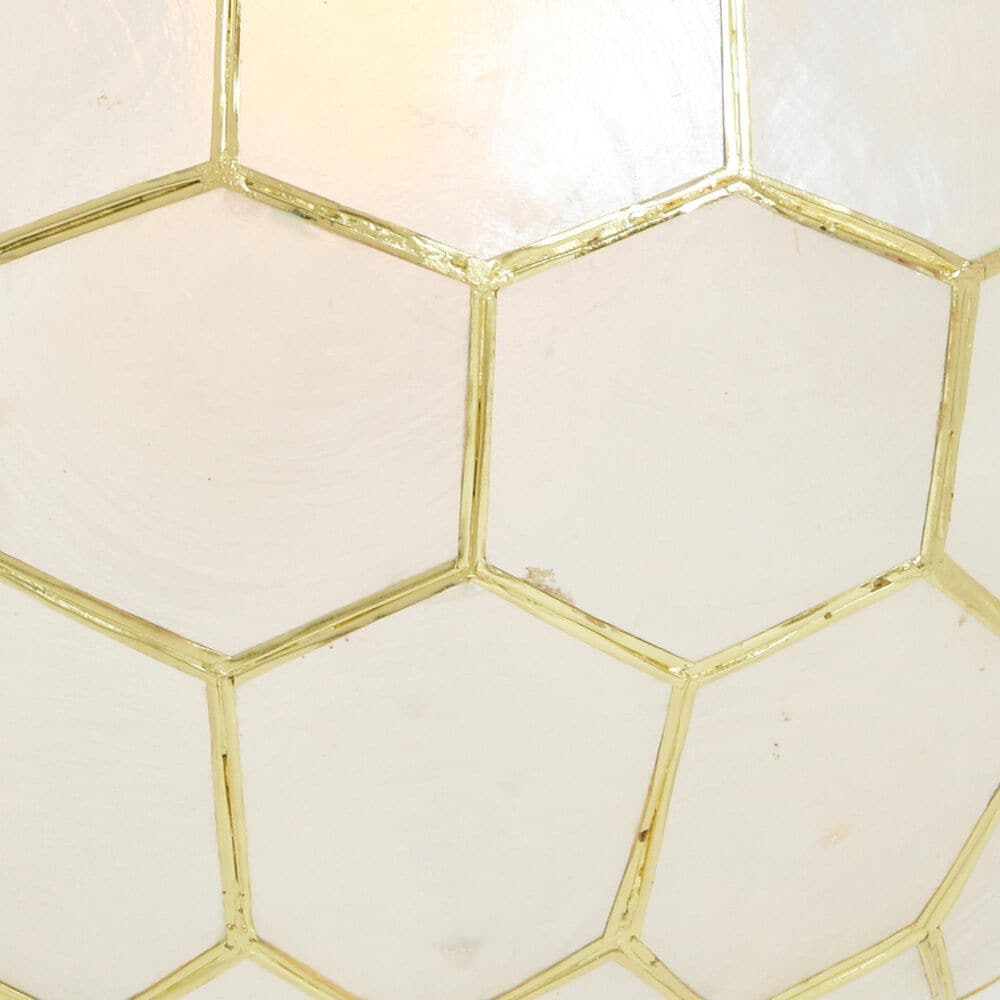 Creative Coop Simone 12" Pendant with Pearly White Shade in Antique Gold, , large