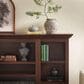 Walker Edison Cullen 70" Electric Fireplace with Mantel and Shelves in Brown, , large