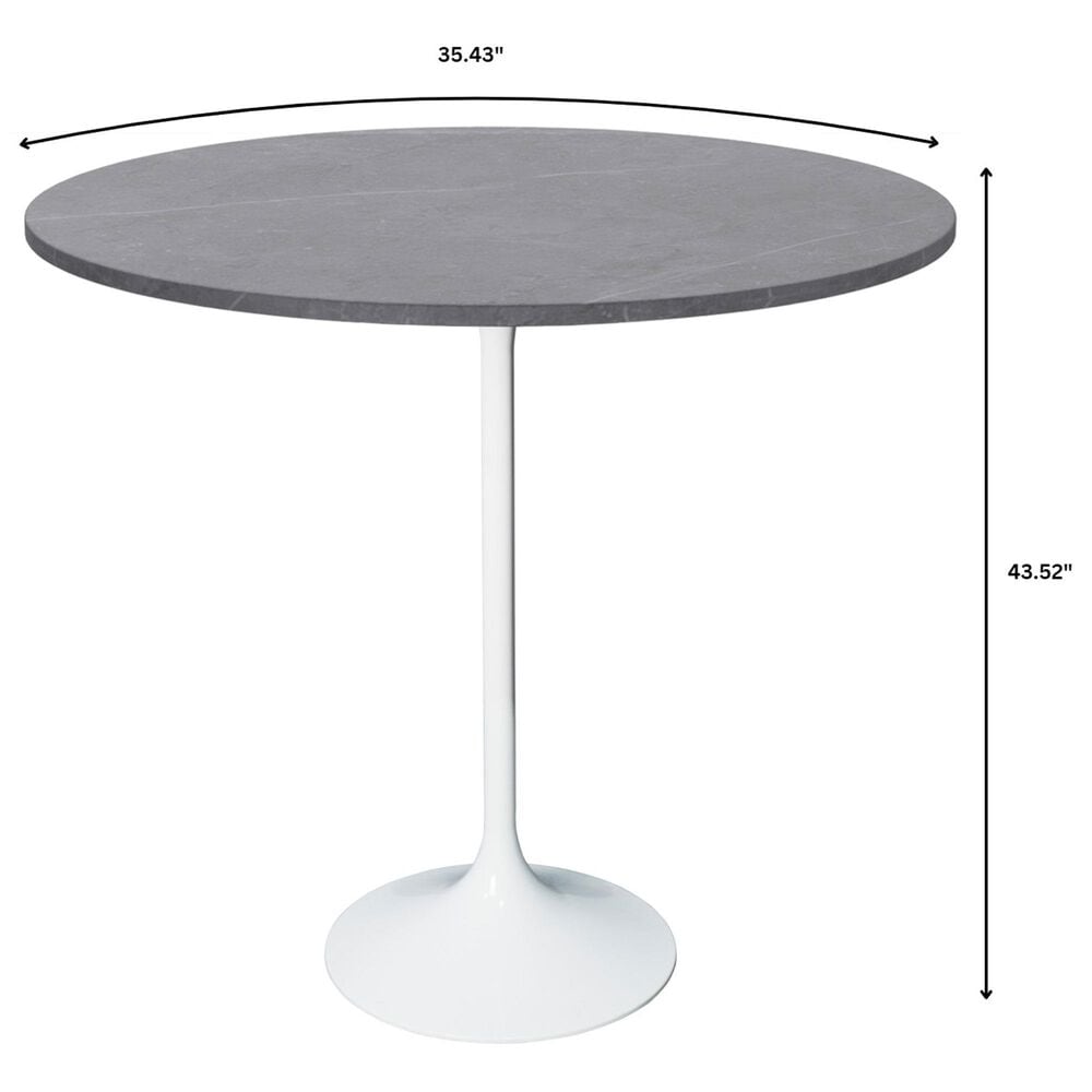 Leisuremod LeisureMod Verve Collection Modern Bar Height Table White Base with 36 Round Cognac Brown MDF Top, , large